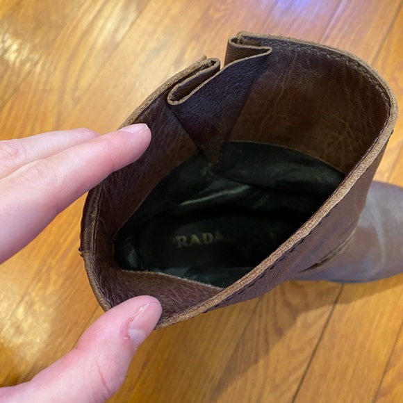 Prada Flat Double-Buckle Moto Boot in Dark Brown - Picture 7 of 8